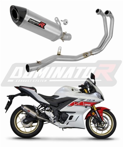 Yamaha YZF-R3 2022 Exhaust Muffler Manifold Collector Auspuff Sportauspuff Silencer Echappement Silencieux Scarico Marmitta Scarichi Escape Wydech Tłumik Kolektor HP8 DOMINATOR Full Exhaust System x