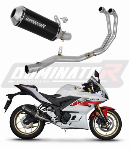 complete exhaust system with muffler DOMINATOR Full System OV G2 BLACK fits the motorcycle Yamaha YZF R3 2019   2024 2