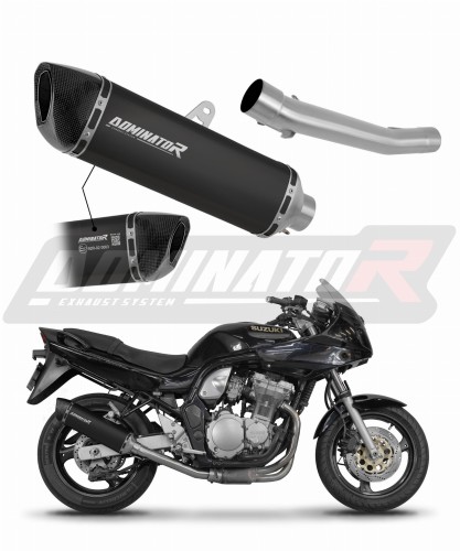 exhaust muffler DOMINATOR homologated road legal HP6 BLACK fits the motorcycle Suzuki GSF BANDIT N / S 600 1995   1999